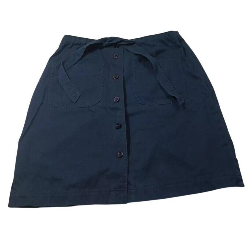 Liz‎ Golf Liz Claiborne Button Cotton Twill A-Line Skirt Womens 8 Tie Waist Vtg